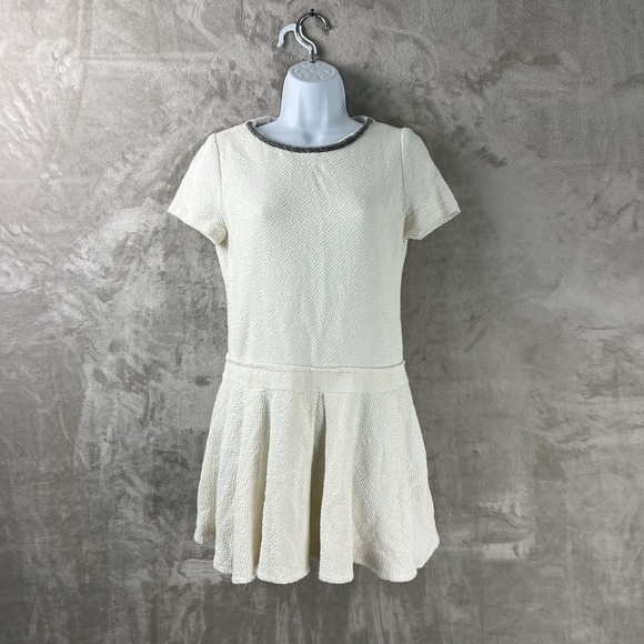 Maje Dresses & Skirts - Maje Beaded Neck Drop‎ Waist Mini Dress White Women's Size 1